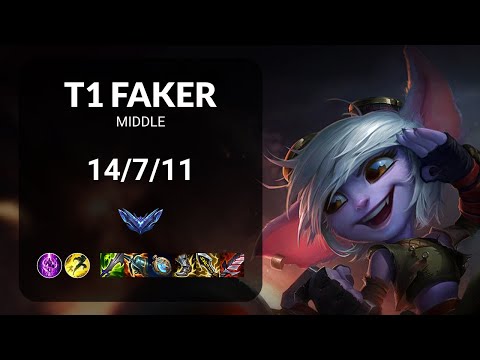 T1 Faker Tristana vs Cassiopeia MIDDLE - KR  Patch 13.15