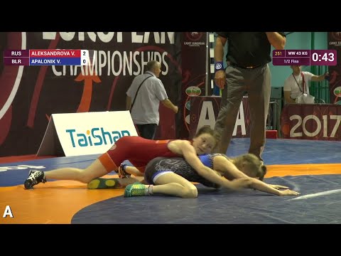 1/2 WW - 43 kg: V. ALEKSANDROVA (RUS) df. V. APALONIK (BLR) by VPO1, 6-2