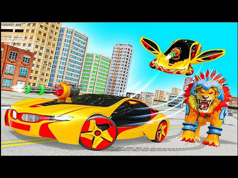 Lion Robot Car Transforming Game: 3D Air Jet Robot - Android iOS Gameplay