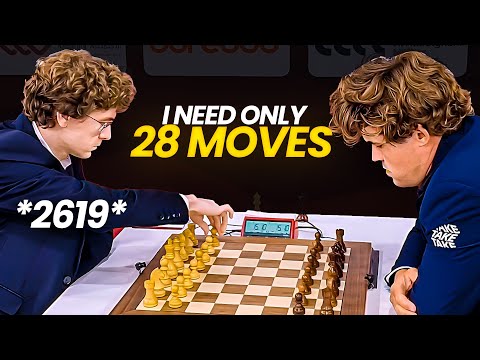 Magnus Carlsen needs just 28 moves to beat 2619-rated GM with Black! | World Rapid 2025