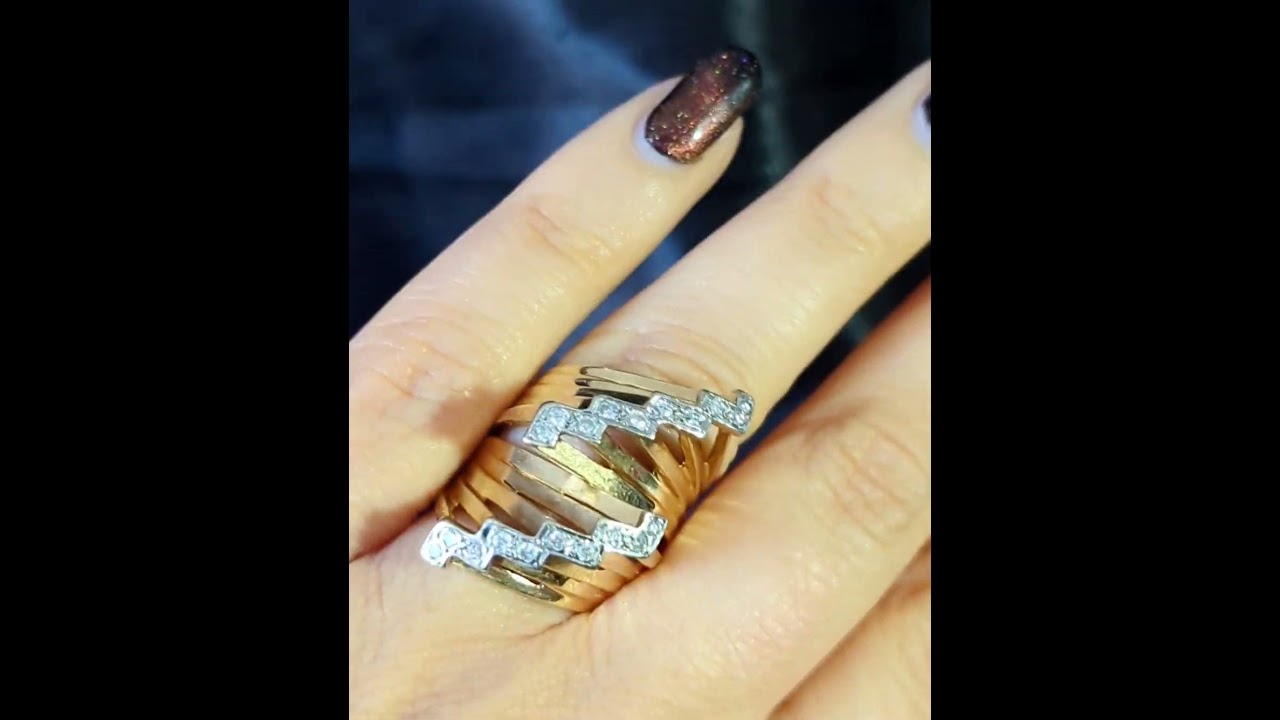 🤩🤩🤩 1970'S SCULPTURAL COCKTAIL RING DIAMONDS 14K YELLOW GOLD  #1970s #vintagering #cocktailring