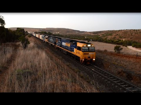 Rail Action in the Adelaide Hills South Australia 9th March 2022 Pacific National and SCT Logistics.