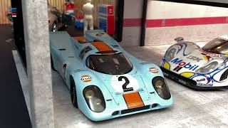 AutoArt Gulf Porsche 917K #2 Diecast Model Race Car in Handmade Diorama Showroom | 1/18 scale model