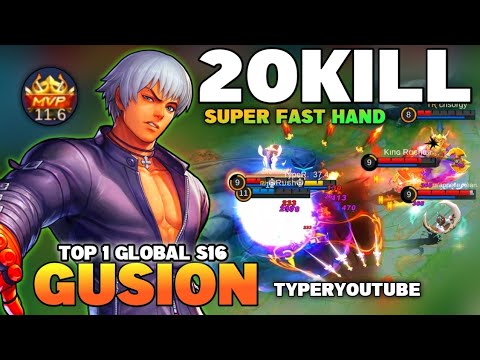 20KILL! Super Fast Hand | Top 1 Global Gusion S16 | Gusion Gameplay By Typer | Mobile Legends✓