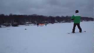 Kite crash into person snowkiting kiteboard