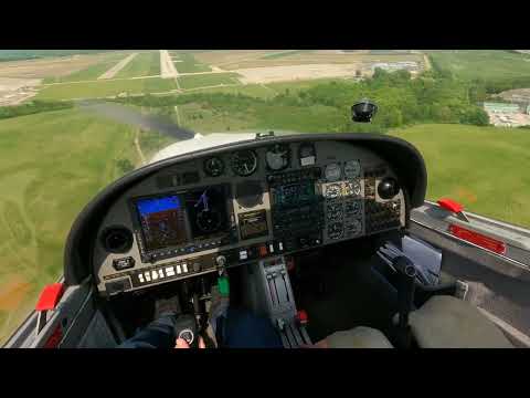Cockpit View Landing At Willow Run Airport. Pilots POV