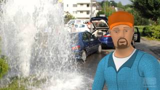 preview picture of video 'Auto prallt bei Ausweichmanöver in Hydranten'
