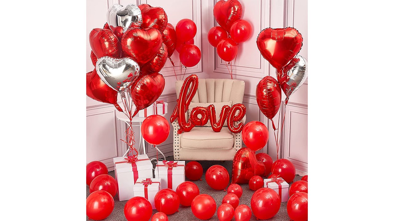 PartyWoo Valentines Balloons 50 pcs, Love Balloons Red Heart Balloons | PartyWoo Balloon Tutorial