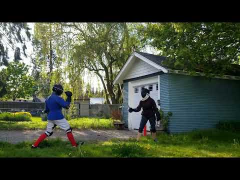Backyard Fencing, Nick and Danielle, Viking Sword vs Sabre