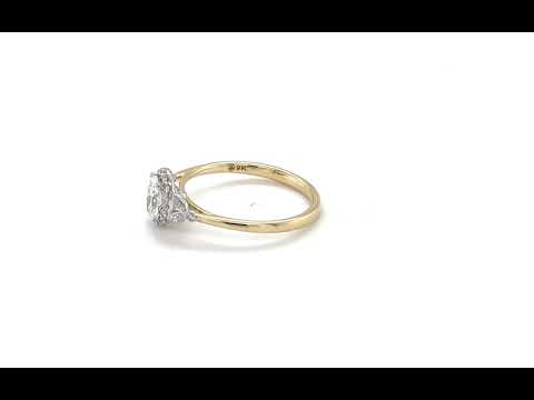 9ct Yellow & White Gold Oval & Brilliant Cut Diamond Cluster Ring - 01050297 | Johnsons Jewellers