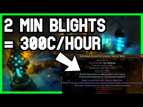 2 Min Blight Maps = 300 CHAOS PER HOUR - Budget build VIABLE - VERY EASY RAW CURRENCY GENERATION