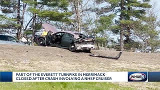 Part of Everett Turnpike in Merrimack closed after crash involving a NHSP cruiser