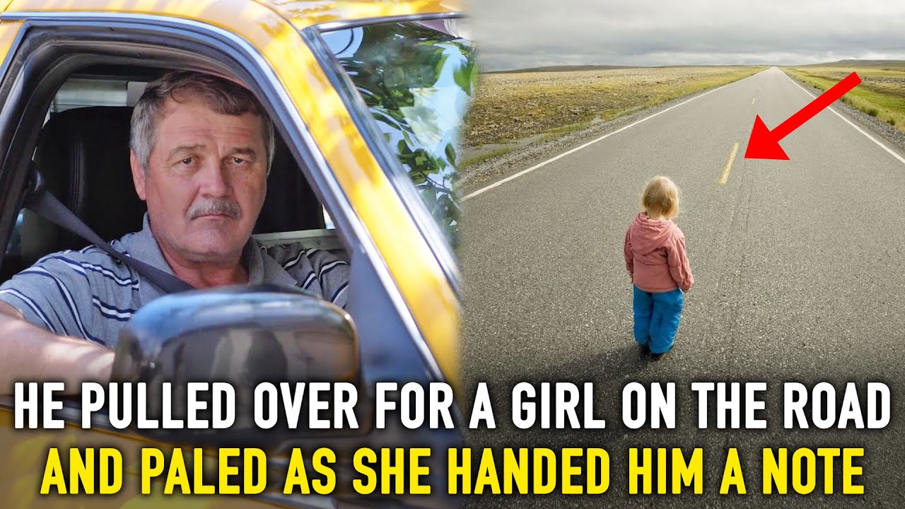 Cab driver pulled over for a girl on the road. He paled as she handed him a note