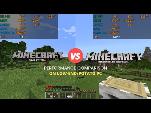 Minecraft Java Edition vs Windows 10 - Performance Comparison - Low-End/Potato PC - FPS + Details!