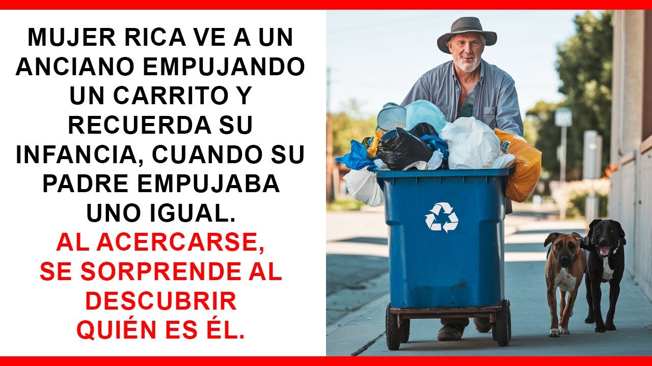 Mujer rica ve a un anciano con un carrito, recuerda su infancia y se sorprende al descubrir quién es