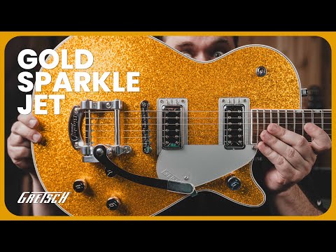 Gretsch G5230T Electromatic Sparkle Jet FT Single-Cut with Bigsby Electric Guitar - Gold Sparkle