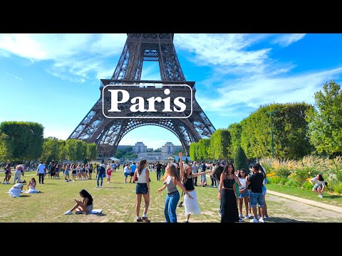 PARIS, FRANCE 🇫🇷  - SUMMER IN PARIS 2025 - TOURISTS AROUND EIFFEL TOWER - PARIS 4K