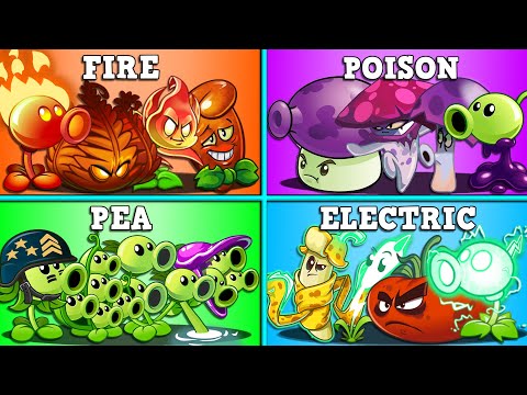 FIRE x POISON x PEAS x ELECTRIC Teams Battlez - Who Will Win? - PvZ 2 Team Plants