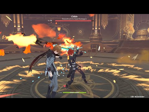 Diluc Solo Childe Boss Fight - Genshin Impact (Difficult Lv.50 World Lv.7)