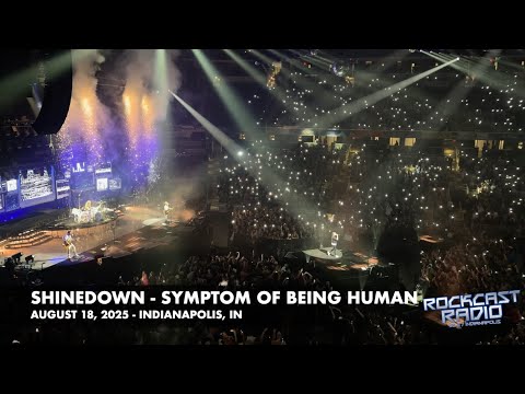 Shinedown sings "Symptom Of Being Human" in Indianapolis on Aug 18, 2025