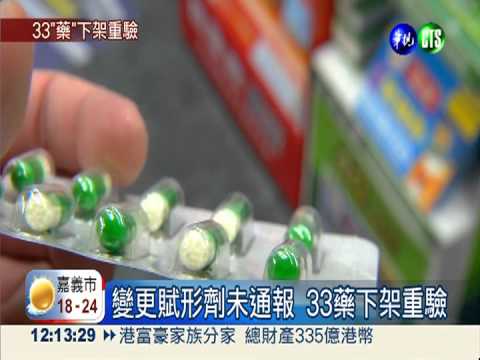 變更賦形劑未通報 33藥下架重驗