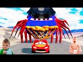 Giant Lightning McQueen Spider Monster VS Lightning McQueen | LIVE | Car Ride Beamng Drive 301