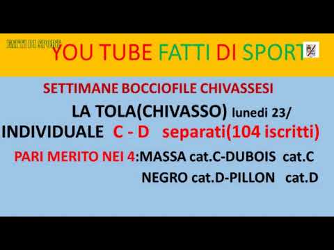 Bocce : Tabellino Gara del 23 Agosto 2021 - Bocciofila La Tola - Chivasso (TO)