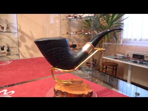 Briar pipe Paronelli 9mm half bent calabash sandblast black -  eBay item number: 181343812511