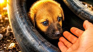 Golden Retriever Puppy was Hiding in a Tire