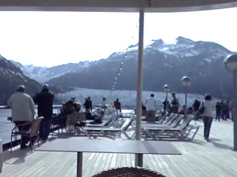 View of Glacier Bay Alaska from back deck of MS Westerdam