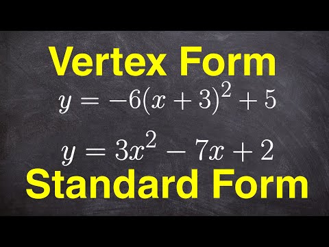 Convert Quadratic Equations  Standard Form Vs Vertex Form