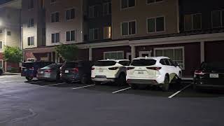 3:38am hotel fire alarm.