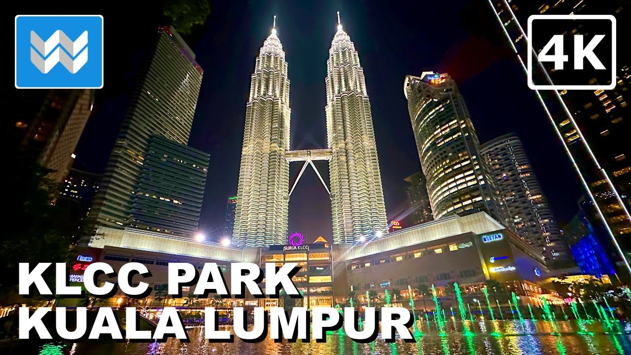 Embark on a captivating nighttime stroll through KLCC Park.