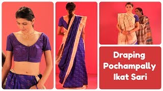 How to wear a Pochampally sari in Gujarati Style? 