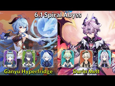 C0 Ganyu Hyperfridge & C0 Durin Melt - Genshin Impact 6.1 Spiral Abyss Full Clear