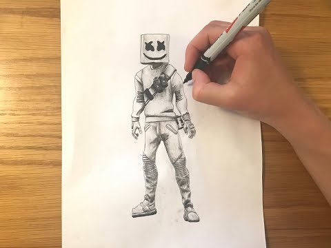 How To Draw Marshmello Easy Youtube - how to draw marshmello easy fortnite season 7 drawing tutorial