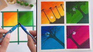 4 Super Easy Painting Techniques With DOMS Watercolor Pen #painting #drawing