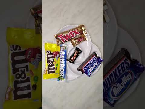 Very Yummy Chocolate Bars MilkyWay Snickers Twix Mars Bounty and Rainbow Candy M&M's (ASMR)