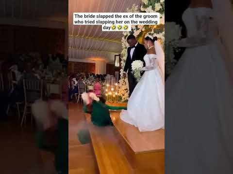The bride slapped the ex of the groom who tried slapping her on the wedding day🤣🤣🤣 #shortsfeed