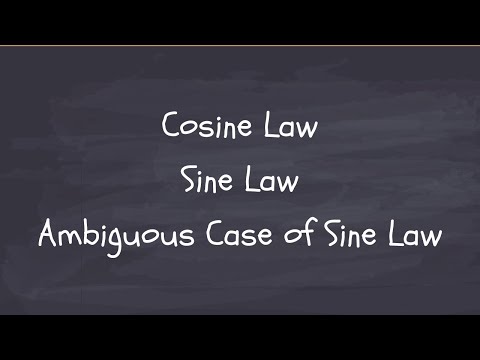 Cosine Law.  Sine Law.  Ambiguous Case of Sine Law