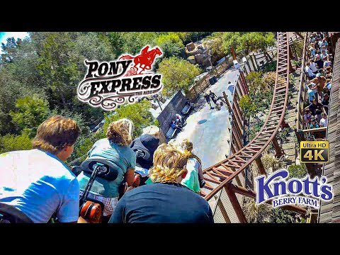 August 2022 Pony Express Roller Coaster On Ride 4K POV Knott's Berry Farm