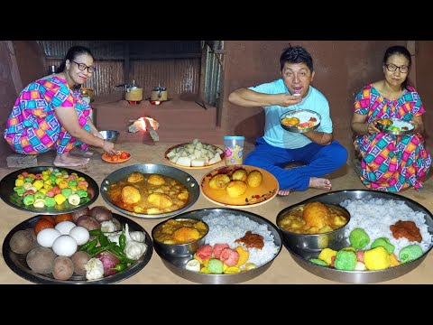 Aloo Anda Curry Nepali style||Nepali Couple Cooking & Eating Egg Curry with Rice