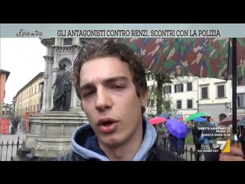 Gli antagonisti contro Renzi, scontri con la polizia