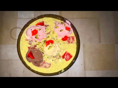 Quick  laziza kesar  falooda with ice cream recipe / falooda jelly recipe 