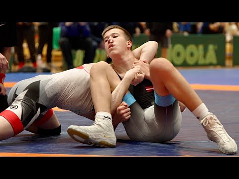 U17 Jegor Bondarenko (EST) vs Armands Licis (LAT) 57kg. Freestyle boys youth wrestling tournament.
