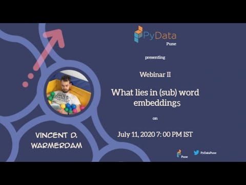 What lies in (sub) word embeddings | Vincent D. Warmerdam | PyData Pune Meetup | July 2020