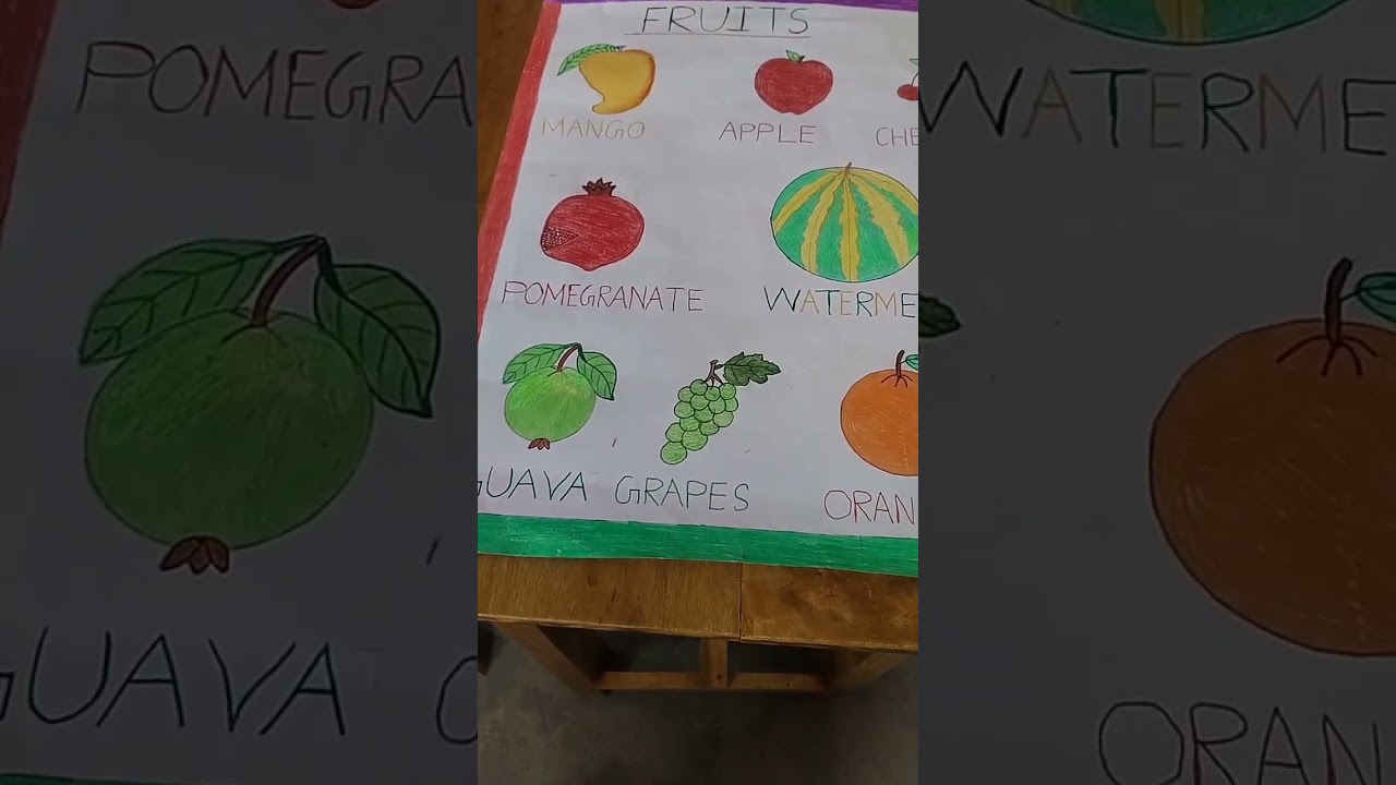 Fruits Chart Drawing🍍🍎🍓🍇 #artwork #artandcraft #fruitsname #fruits #chart #easy  #forkids #drawing