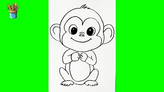 How to Draw a Cute Monkey Step by Step - Easy and Educational Animal Drawings for Kids