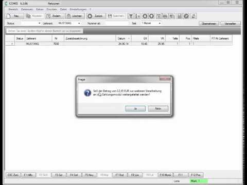 Retoure an EDI übergeben  / DdD COWIS – Warenwirtschaft, Kassensoftware & E-Commerce
