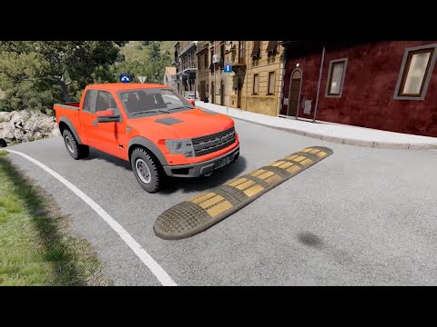 Cars vs Massive Speed Bumps vs Heavy water flowing compilation #327 BeamNG.drive live 1